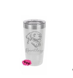 Engraved Tumbler, Labrador Retriever Tumbler, Dog Breed Stainless Steel Coffee Cup, Personalized With Your Dogs Name, Slider Lid Coffee Cup