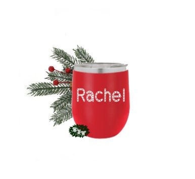 Engraved Stainless Wine Cup, Personalized Christmas Wine Tumbler, Candy Cane Wine Tumbler, Christmas Gift, Grab Bag,  Lots Of Colors