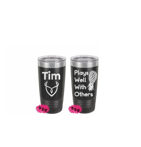 Engraved 20oz 2 Sided Tumbler, Personalized Etched Tumbler, Vacation Tumbler, Slider Lid, Stainless Steel Coffee Tumbler, Your Name, Saying