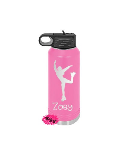 Engraved Water Bottle, Personalized Etched Water Bottle With Straw, 32oz Stainless Steel Bottle, Roller Skating Stainless Steel Sport Bottle