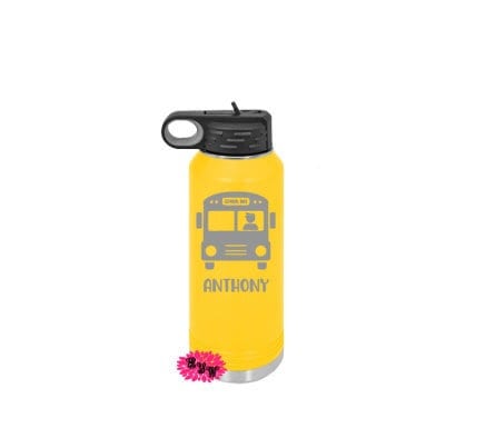 Engraved Water Bottle, Personalized Bus Driver Water Bottle With Straw, Etched 4 SIZES, Stainless Steel Bottle, Stainless Steel Sport Bottle