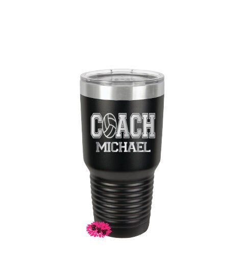 Engraved 30oz Tumbler, Personalized Volleyball Coach Cup, Etched Tumbler, Volleyball Coach Gift, Volleyball Tumbler, Stainless Steel Tumbler