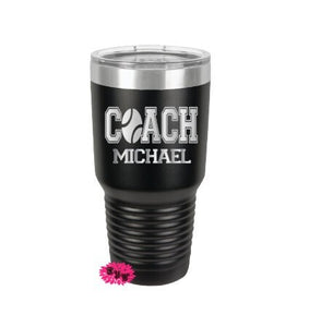 Engraved 30oz Tumbler, Personalized Tennis Coach Cup, Etched Tumbler, Tennis Coach Gift, Tennis Tumbler, Stainless Steel Tumbler