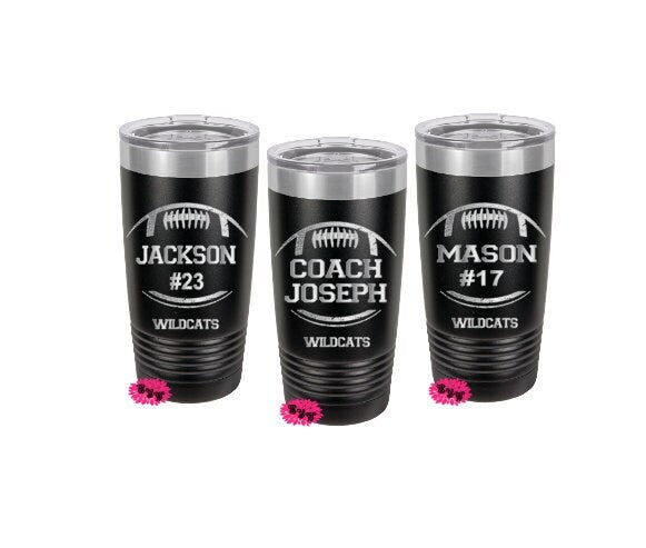 Engraved Tumbler, Personalized Football Cup, Personalized Etched Football Mug, Football Stainless Steel Coffee Tumbler, Your Team And Name