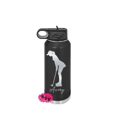 Engraved Water Bottle, Personalized Etched Water Bottle With Straw, Woman's Golf Water Bottle, Stainless Steel Water Bottle, Sports Bottle