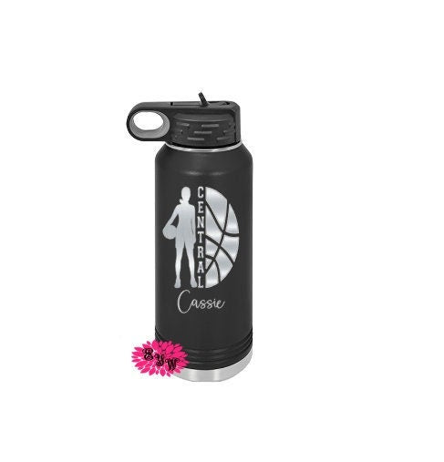 Engraved Water Bottle, Etched Water Bottle With Straw, 4 SIZES, Girls Basketball Bottle, Stainless Steel Water Bottle, Custom Sports Bottle