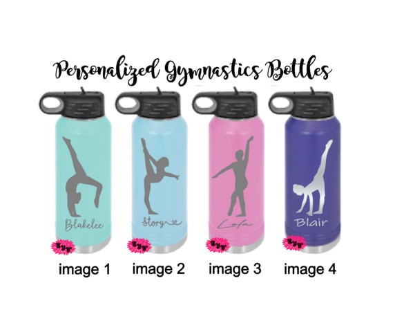 Engraved Water Bottle, Etched Water Bottle With Straw, Personalized Gymnastic Stainless Steel Water Bottle, 4 SIZES, Gymnastics Water Bottle