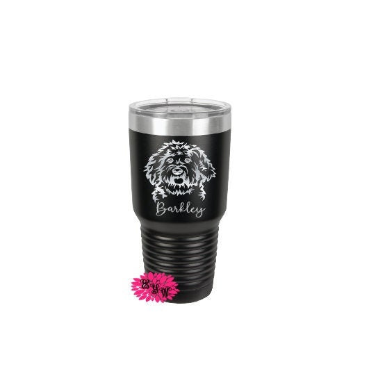 Engraved 30oz Tumbler, Personalized Labradoodle Cup, Etched Tumbler, Dog Lover Gift, Dog Tumbler, Stainless Steel Tumbler