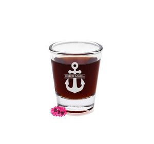 Engraved Shot Glasses, Etched Shot Glass, Personalized Shot Glass, Personalized Bridal Box, 1 Custom Shot Glass, Nautical Anchor Shot Glass