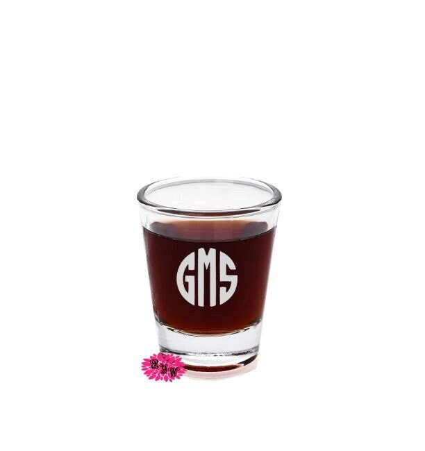 Engraved Shot Glasses, Etched Shot Glass, Monogram Shot Glass, Personalized Bridal Box, 1 Custom Shot Glass, Jigger, Shot Glass