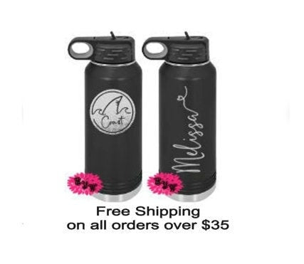 Engraved Water Bottle, 2 Sided Water Bottle,  Personalized Etched Water Bottle With Straw, 4 SIZES, Water Bottle, Stainless Steel Bottle