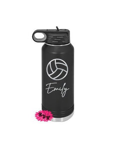 Engraved Water Bottle, Personalized Volleyball Water Bottle With Straw, 4 SIZES, Stainless Steel Water Bottle, Stainless Steel Sports Bottle