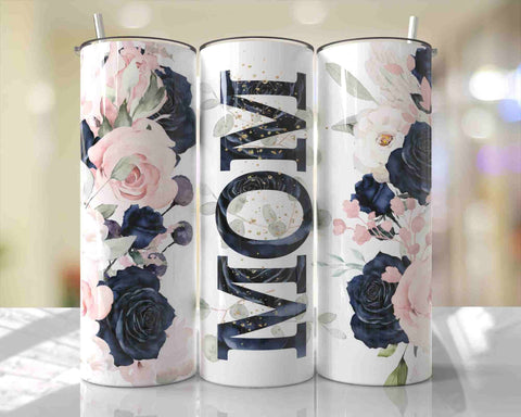 Mom Floral Tumbler, Mom Skinny Tumbler, Mom Roses Tumbler, Skinny Steel Mom Tumbler, Mom Floral Wrapped Tumbler, Mother's Day Cup