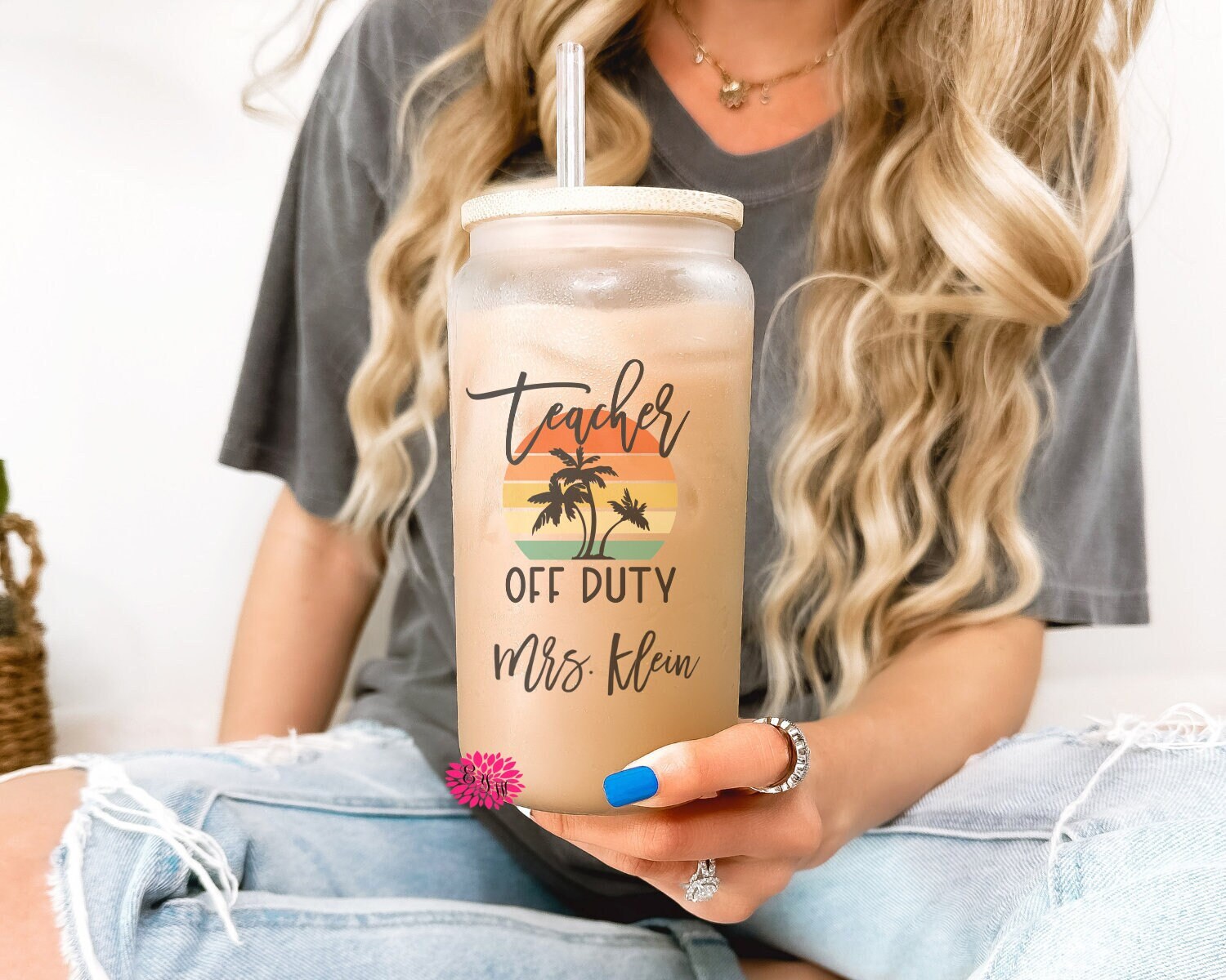 Frosted Iced Coffee Glass, Teacher Off Duty Iced Coffee Glass, Iced Coffee Frosted Glass Can, Frosted Iced Coffee Glass, Not A Decal