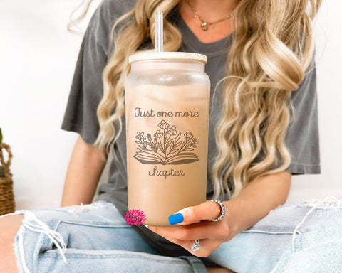 Frosted Iced Coffee Glass, Just One More Chapter Iced Coffee Glass, Iced Coffee Frosted Glass Can, Frosted Iced Coffee Glass, Not A Decal