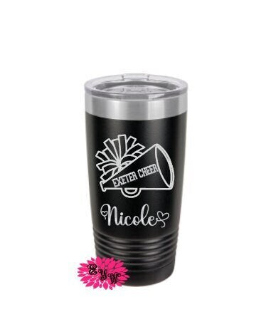 Engraved 20oz Tumbler, Custom Cheer Cup, Stainless Steel Coffee Tumbler, Your Team Name, Cheerleading Tumbler Slider Lid Coffee Cup