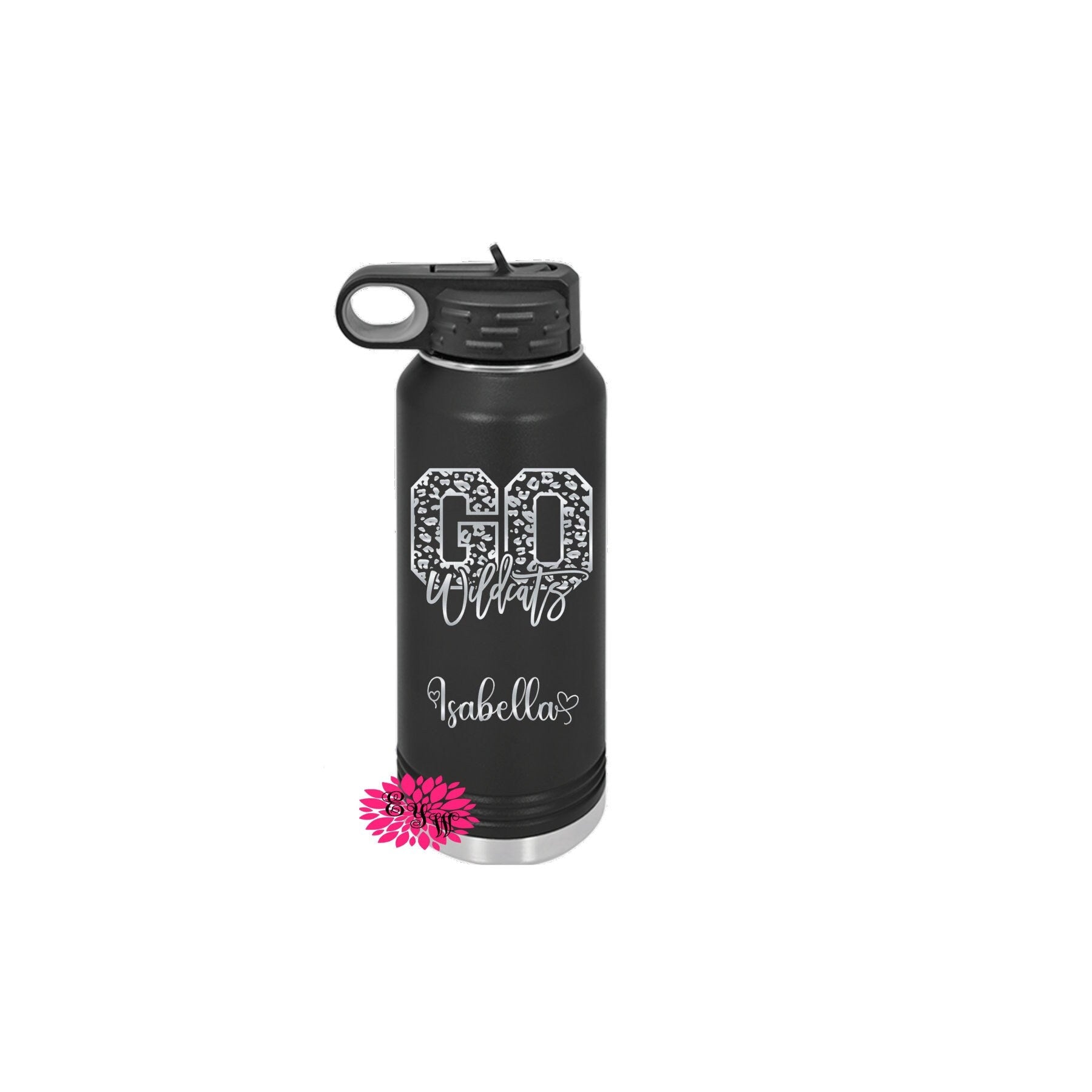 Engraved Water Bottle, Personalized Cheer Mascot Etched Water Bottle With Straw, 4 SIZES Stainless Steel Water Bottle, Sports Bottle, Cheer