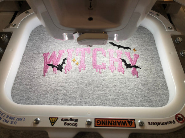 Witchy Embroidered Sweatshirt, Halloween Embroidered Crewneck Sweatshirt, Embroidered Adult Sweatshirt, Many Colors