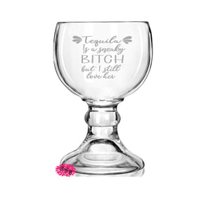 Margarita Glass, Etched Margarita Glass, Engraved Margarita Glass, Tequila Is A Sneaky Bitch Glass, Large 21oz Margarita Glass