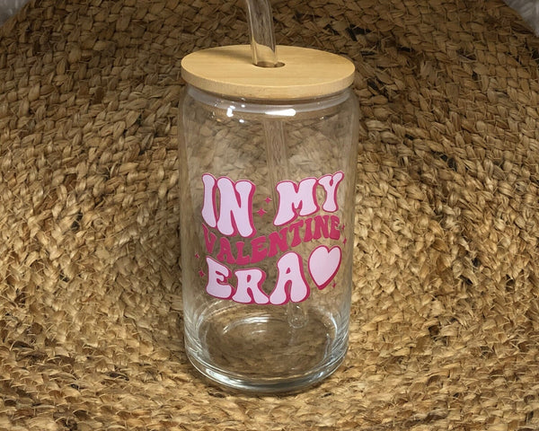 Valentine's Day Glass, In My Valentine Era 16oz. Pint Glass Lid & Straw, Valentines Beer Can Glass, Beer Glass Can, Beer Glass, Beer Can