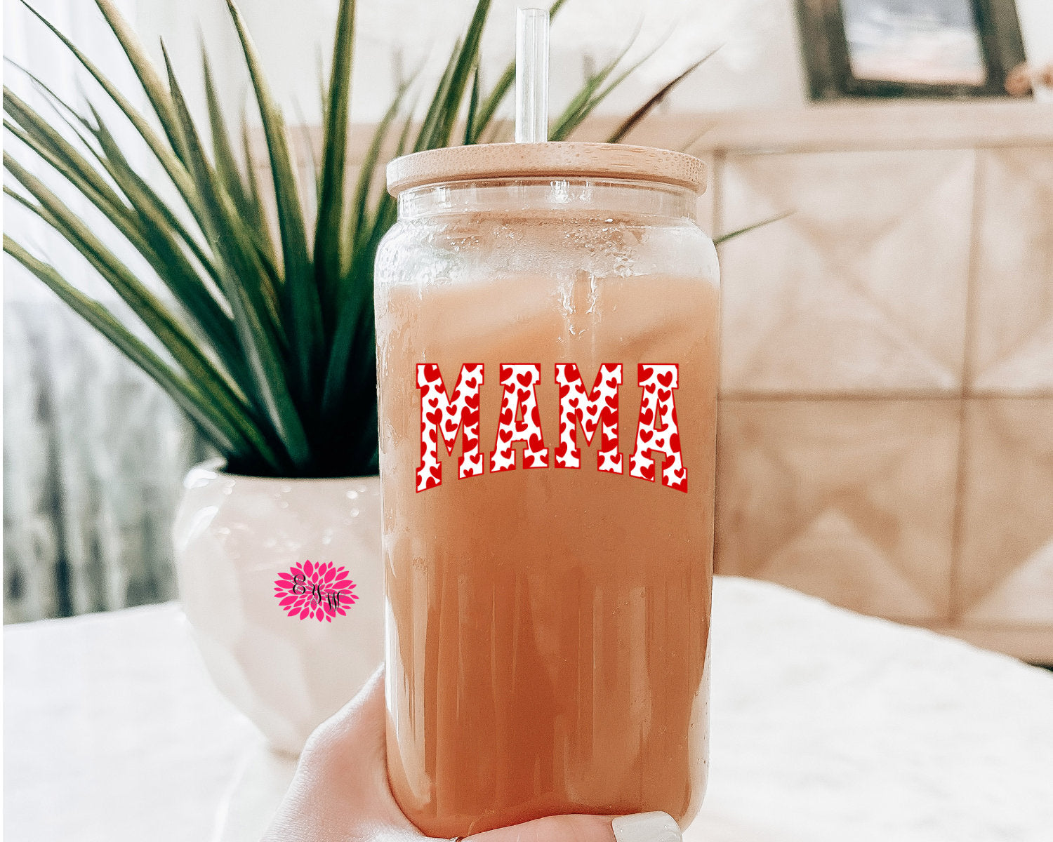 Valentine's Day Glass, Varsity Mama Hearts 16oz. Pint Glass Lid & Straw, Valentines Beer Can Glass, Beer Glass Can, Beer Glass, Beer Can